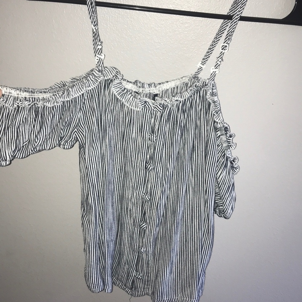 XS striped off the shoulder top from AEO